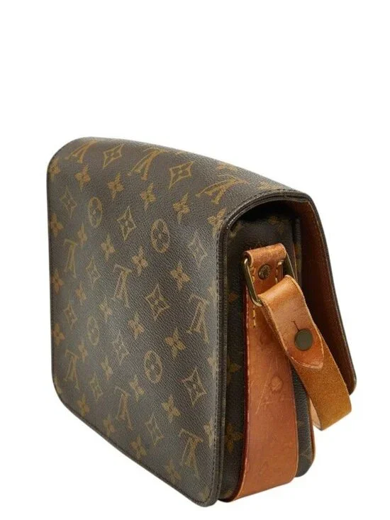 Louis Vuitton Monogram Cartouchiere MM Crossbody Shoulder Bag Brown - Picture 2 of 10
